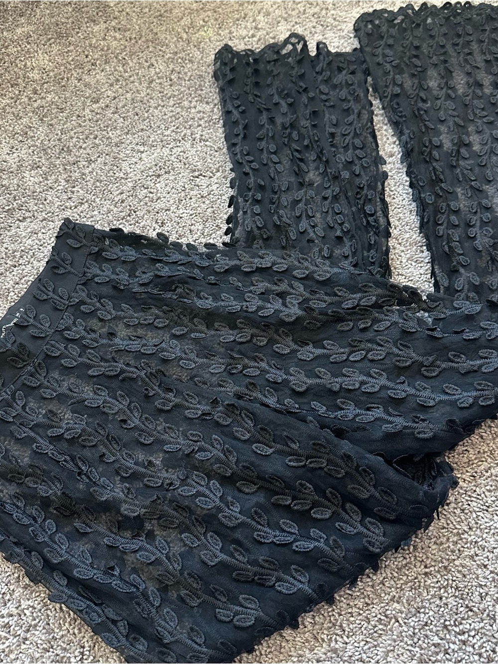 PrettyLittleThing Black Textured Flare Trousers